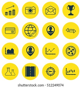 Set Of 16 Universal Editable Icons. Can Be Used For Web, Mobile And App Design. Includes Icons Such As Street, Pizza Meal, Greeting Email And More.