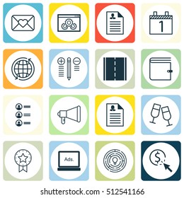 Set Of 16 Universal Editable Icons. Can Be Used For Web, Mobile And App Design. Includes Icons Such As PPC, Job Applicants, Celebration Letter And More.