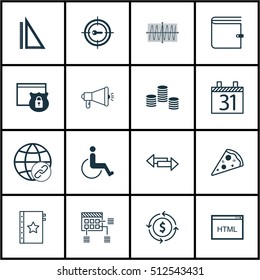 Set Of 16 Universal Editable Icons. Can Be Used For Web, Mobile And App Design. Includes Icons Such As Money, Coding, Media Campaign And More.