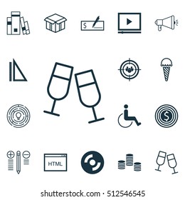 Set Of 16 Universal Editable Icons. Can Be Used For Web, Mobile And App Design. Includes Icons Such As Blank Cd, Business Goal, Measurement And More.