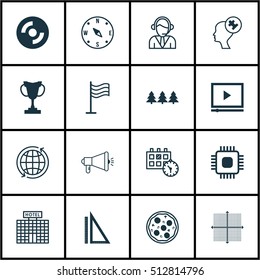 Set Of 16 Universal Editable Icons. Can Be Used For Web, Mobile And App Design. Includes Icons Such As Media Campaign, Appointment, Measurement And More.