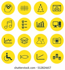 Set Of 16 Universal Editable Icons. Can Be Used For Web, Mobile And App Design. Includes Icons Such As Brain Process, Accessibility, Job Applicants And More.