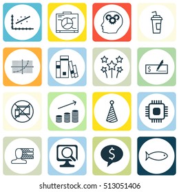 Set Of 16 Universal Editable Icons. Can Be Used For Web, Mobile And App Design. Includes Icons Such As Line Grid, Personal Skills, Bank Payment And More.