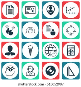 Set Of 16 Universal Editable Icons. Can Be Used For Web, Mobile And App Design. Includes Icons Such As Brain Process, Cooperation, SEO Brainstorm And More.