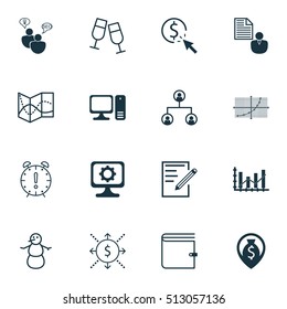 Set Of 16 Universal Editable Icons. Can Be Used For Web, Mobile And App Design. Includes Icons Such As Line Grid, Paper, SEO Brainstorm And More.