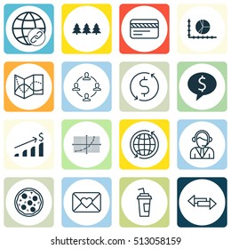 Set Of 16 Universal Editable Icons. Can Be Used For Web, Mobile And App Design. Includes Icons Such As Business Deal, Road Map, Drink Cup And More.