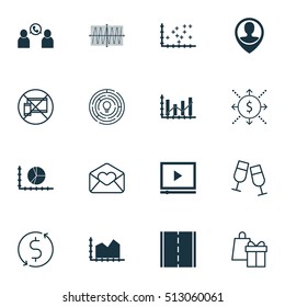 Set Of 16 Universal Editable Icons. Can Be Used For Web, Mobile And App Design. Includes Icons Such As Greeting Email, Forbidden Mobile, Money And More.