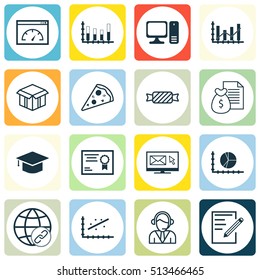 Set Of 16 Universal Editable Icons. Can Be Used For Web, Mobile And App Design. Includes Icons Such As Paper, Desktop Computer, Connectivity And More.