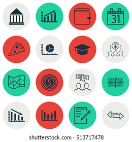 Set Of 16 Universal Editable Icons. Can Be Used For Web, Mobile And App Design. Includes Icons Such As Collaborative Solution, Wallet, Paper And More.