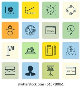 Set Of 16 Universal Editable Icons. Can Be Used For Web, Mobile And App Design. Includes Icons Such As Reminder, Money, Pin And More.