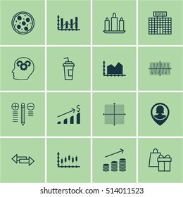 Set Of 16 Universal Editable Icons. Can Be Used For Web, Mobile And App Design. Includes Icons Such As Wax, Coins Growth, Crossroad And More.