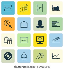 Set Of 16 Universal Editable Icons. Can Be Used For Web, Mobile And App Design. Includes Icons Such As Wax, Report, PC And More.
