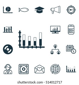 Set Of 16 Universal Editable Icons. Can Be Used For Web, Mobile And App Design. Includes Icons Such As Fishing, Operator, Graduation And More.