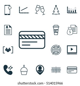 Set Of 16 Universal Editable Icons. Can Be Used For Web, Mobile And App Design. Includes Icons Such As Line Graph, Takeaway Coffee, World And More.