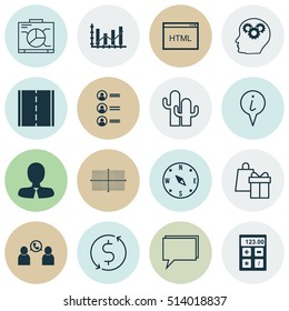 Set Of 16 Universal Editable Icons. Can Be Used For Web, Mobile And App Design. Includes Icons Such As Job Applicants, Manager, Info Pointer And More.