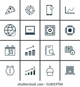 Set Of 16 Universal Editable Icons. Can Be Used For Web, Mobile And App Design. Includes Icons Such As Appointment, Chip, Messaging And More.