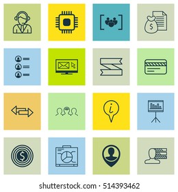 Set Of 16 Universal Editable Icons. Can Be Used For Web, Mobile And App Design. Includes Icons Such As Job Applicants, Presentation, Personal Skills And More.