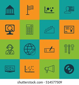 Set Of 16 Universal Editable Icons. Can Be Used For Web, Mobile And App Design. Includes Icons Such As Comparison, Plot Diagram, Bank Payment And More.