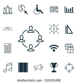 Set Of 16 Universal Editable Icons. Can Be Used For Web, Mobile And App Design. Includes Icons Such As Accessibility, Crotchets, Raise Diagram And More.