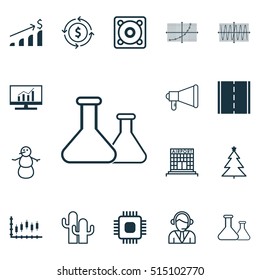 Set Of 16 Universal Editable Icons. Can Be Used For Web, Mobile And App Design. Includes Icons Such As Market Research, Chip, Operator And More.