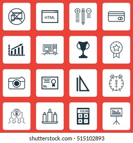Set Of 16 Universal Editable Icons. Can Be Used For Web, Mobile And App Design. Includes Icons Such As Certificate, Plastic Card, Present Badge And More.
