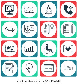 Set Of 16 Universal Editable Icons. Can Be Used For Web, Mobile And App Design. Includes Icons Such As Questionnaire, Info Pointer, Dynamics And More.