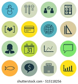 Set Of 16 Universal Editable Icons. Can Be Used For Web, Mobile And App Design. Includes Icons Such As Dynamics, Conference, Decision Making And More.