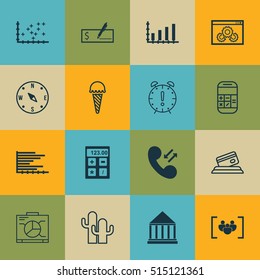 Set Of 16 Universal Editable Icons. Can Be Used For Web, Mobile And App Design. Includes Icons Such As Frozen Food, Plot Diagram, Time Management And More.