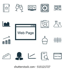 Set Of 16 Universal Editable Icons. Can Be Used For Web, Mobile And App Design. Includes Icons Such As Business Woman, Analysis, Square Diagram And More.