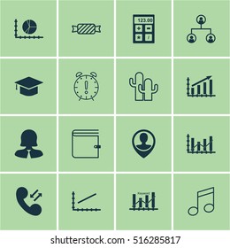 Set Of 16 Universal Editable Icons. Can Be Used For Web, Mobile And App Design. Includes Icons Such As Financial, Employee Location, Wallet And More.