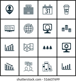 Set Of 16 Universal Editable Icons. Can Be Used For Web, Mobile And App Design. Includes Icons Such As Dynamics, Holiday Ornament, PC And More.