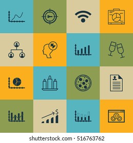 Set Of 16 Universal Editable Icons. Can Be Used For Web, Mobile And App Design. Includes Elements Such As Dynamics, Successful Investment, Curriculum Vitae And More.