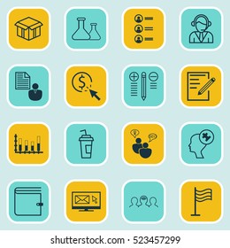Set Of 16 Universal Editable Icons. Can Be Used For Web, Mobile And App Design. Includes Elements Such As Operator, Pin, Job Applicants And More.