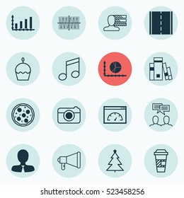 Set Of 16 Universal Editable Icons. Can Be Used For Web, Mobile And App Design. Includes Elements Such As Street, Discussion, Manager And More.