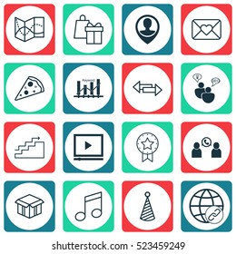 Set Of 16 Universal Editable Icons. Can Be Used For Web, Mobile And App Design. Includes Elements Such As Present Badge, Crossroad, SEO Brainstorm And More.