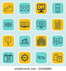 Set Of 16 Universal Editable Icons. Can Be Used For Web, Mobile And App Design. Includes Elements Such As Newsletter, Sinus Graph, Celebration Letter And More.