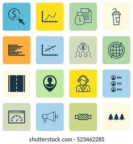 Set Of 16 Universal Editable Icons. Can Be Used For Web, Mobile And App Design. Includes Elements Such As Collaborative Solution, PPC, Photo Camera And More.