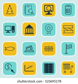 Set Of 16 Universal Editable Icons. Can Be Used For Web, Mobile And App Design. Includes Elements Such As Analysis, Laptop, Schedule And More.