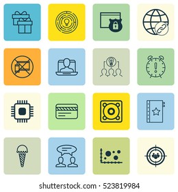 Set Of 16 Universal Editable Icons. Can Be Used For Web, Mobile And App Design. Includes Elements Such As Frozen Food, Comparison, Innovation And More.