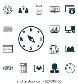 Set Of 16 Universal Editable Icons. Can Be Used For Web, Mobile And App Design. Includes Elements Such As Library, Newsletter, Money Recycle And More.
