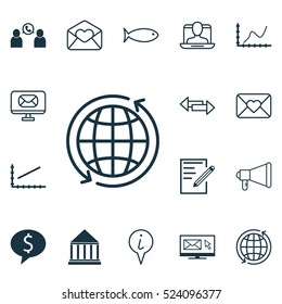 Set Of 16 Universal Editable Icons. Can Be Used For Web, Mobile And App Design. Includes Elements Such As Fishing, Celebration Letter, Business Deal And More.