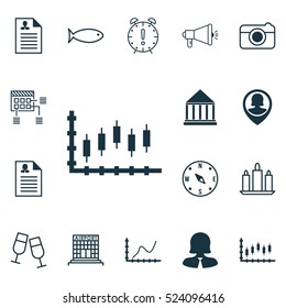 Set Of 16 Universal Editable Icons. Can Be Used For Web, Mobile And App Design. Includes Elements Such As Media Campaign, Curriculum Vitae, Education Center And More.