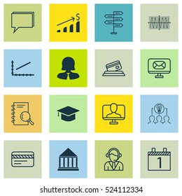 Set Of 16 Universal Editable Icons. Can Be Used For Web, Mobile And App Design. Includes Elements Such As Agenda, Opportunity, Email And More.