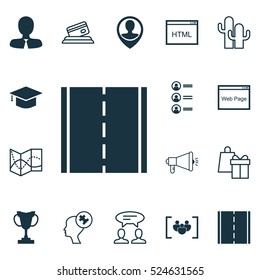 Set Of 16 Universal Editable Icons. Can Be Used For Web, Mobile And App Design. Includes Elements Such As Media Campaign, Questionnaire, Dialogue And More.