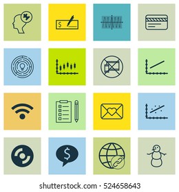 Set Of 16 Universal Editable Icons. Can Be Used For Web, Mobile And App Design. Includes Elements Such As Bank Card, Connectivity, Bank Payment And More.