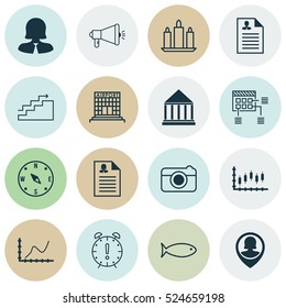 Set Of 16 Universal Editable Icons. Can Be Used For Web, Mobile And App Design. Includes Elements Such As Time Management, Schedule, Education Center And More.