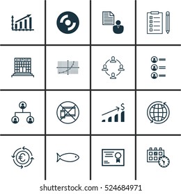 Set Of 16 Universal Editable Icons. Can Be Used For Web, Mobile And App Design. Includes Elements Such As Certificate, Reminder, Airport Construction And More.