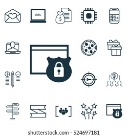 Set Of 16 Universal Editable Icons. Can Be Used For Web, Mobile And App Design. Includes Elements Such As Greeting Email, Security, Report And More.