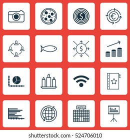 Set Of 16 Universal Editable Icons. Can Be Used For Web, Mobile And App Design. Includes Elements Such As Money, Wax, Pizza Meal And More.
