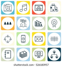 Set Of 16 Universal Editable Icons. Can Be Used For Web, Mobile And App Design. Includes Elements Such As Holiday Ornament, Present Badge, Celebration Letter And More.